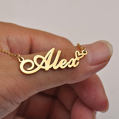 HUAN XUN 맞춤형 맞춤 제작 여성용 목걸이 골드 실버 | 18k Gold Plated Nameplate Heart Pendant,Adjustable Delicate Chain,Personalized Gifts for Mother Day Christmas Birthday - color: 브리아나 - 골드