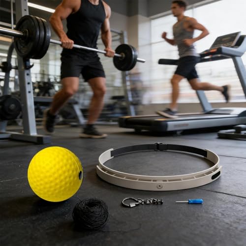 Boxing Reflex Ball, Wearable Fitness Gear, 6in Training Reaction Tool, Silicone Headband Material SPU Detail, Boxing Ball with Adjustable Strap, Living Room Bedroom Gym Men Women Teens Use - color: yellow soft ball