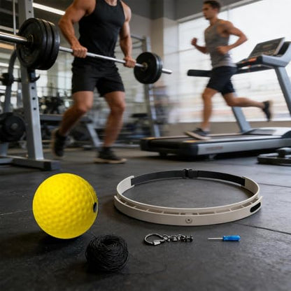 Boxing Reflex Ball, Wearable Fitness Gear, 6in Training Reaction Tool, Silicone Headband Material SPU Detail, Boxing Ball with Adjustable Strap, Living Room Bedroom Gym Men Women Teens Use - color: yellow soft ball