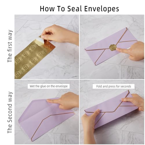 100 Pack #10 Business Envelopes with Gold Stickers, Light Purple - color: Light Purple