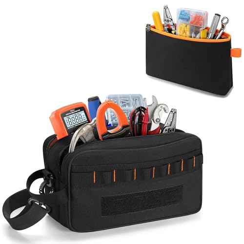 Rexmica Small Electric Tester Tool Storage Bag with 1 Tool Pouch | Compatible with Fluke Digital Multimeter/325 Clamp Multimeter/ T5 T6 Electrical Voltage, Tool Organizer with 8 Tool Slots