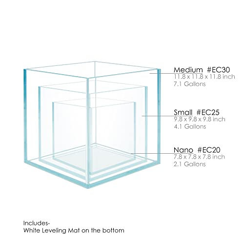 Cube Rimless Frameless Extra Clear All Glass Aquarium, Low Iron Glass Tank, 5mm Glass, White Leveling Mat Included, w/Lids Options - size: 2 GAL 7.8x7.8x7.8 in