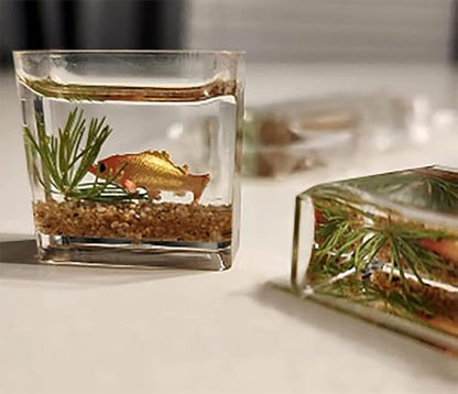 1Pc Square Fish Tank Toy, 1:12 Scale Miniature Dollhoue Accessories, Resin Dollhouse Fish Tank Accessories for Garden Scene Decor
