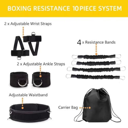 Boxing Resistance Bands, Full Body Physical Workout Trainer | Leg Strength and Agility Speed Trainer, Power Punch Pro for MMA, Volleyball Basketball Football Training Equipment