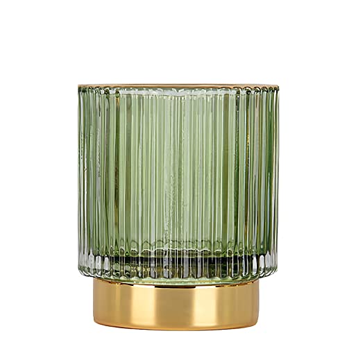 DASITON Makeup Brush holder Organizer,Crystal Cosmetic Makeup Brush Glass Brushes Storage Holder, Vintage Make Up Brush Cup Pen Pencil Holder striped vase(Green S) - color: Green, size: S