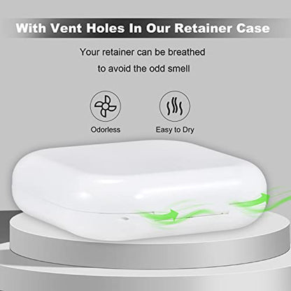Retainer Case, Slim Aligner Case with Mirror, Compatible with Invisalign, Night Guard and Mouth Guard, Premium Retainer Case, With Aligner Remover Tool, Chew & Brush, White - color: Square: White