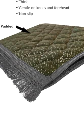Prayer Mat Muslim Rug Islamic - Padded Thick Prayer Rug Sajadah for Men Women with Islam Prayer Beads for Eid Travel Ramadan, Soft and Luxury (Grey) - color: R.grey