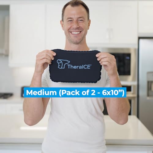 TheraICE PROpack Ice Pack for Injuries, Reusable Soft Multipurpose Cold Gel Ice Pack for Muscular Back Pain, Shoulder, Hip, Knee - Flexible Cold Compress Wrap for Minor Aches & Pains - 6 x 10-2 Pack - size: Medium (Pack of 2)
