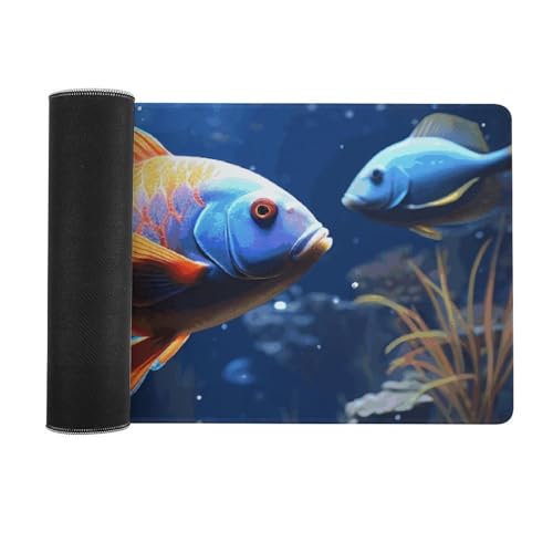 Large Size Gaming Mouse Pad Fishs Desk Mat Non-Slip Base Waterproof Desktop Writing Pad for Office Home - color: Fishs, size: 30x80cm