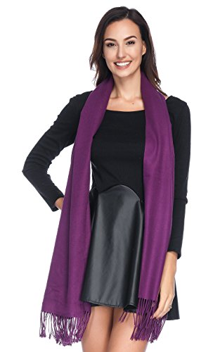 Pashmina Shawl Wraps Scarves Evening Dresses Wedding Bridesmaid for Women - color: Deep Purple