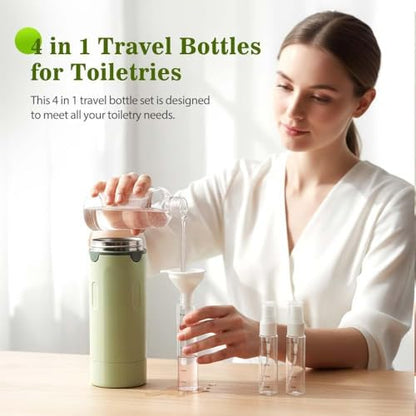 4-in-1 Travel Dispenser Bottle,4 Pack 30ML Travel Bottles for Toiletries, Leak Proof Travel Size Containers (White) - color: White