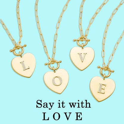 14K Gold Filled Heart Initial Necklace for Women, Dainty Alphabet Pendant Necklace with Paperclip Chain, Hypoallergenic Jewelry Gift for Her - color: Letter Y