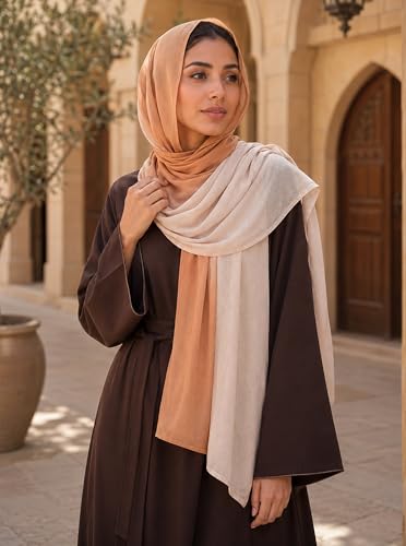 Modal Feel Hijab Scarf for Women, Lightweight Ombre Dual Color - color: 4#yellowbeige
