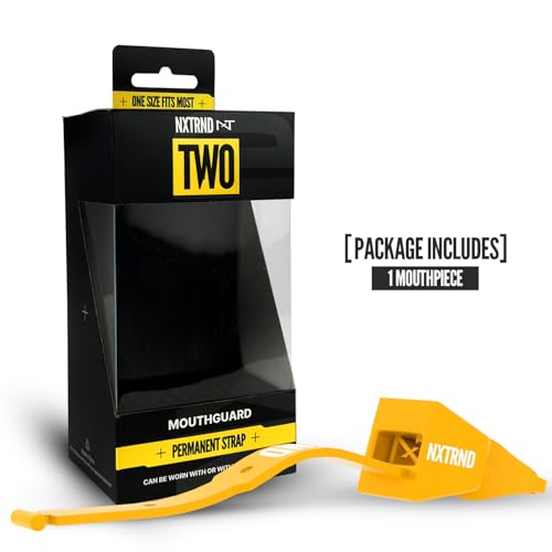 Nxtrnd Two Pro Football Mouth Guard, Permanent Strap, Fits Adult & Youth (Yellow) - color: Yellow