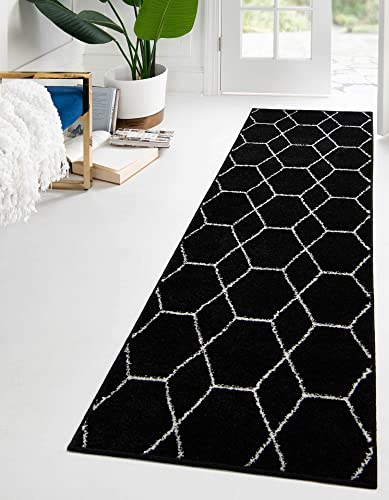 Unique Loom Trellis Frieze Collection Area Rug - Geometric (2' x 6' 1" Runner, Black/ Ivory) - color: Black/Ivory, size: 2' x 6'1" (Runner)