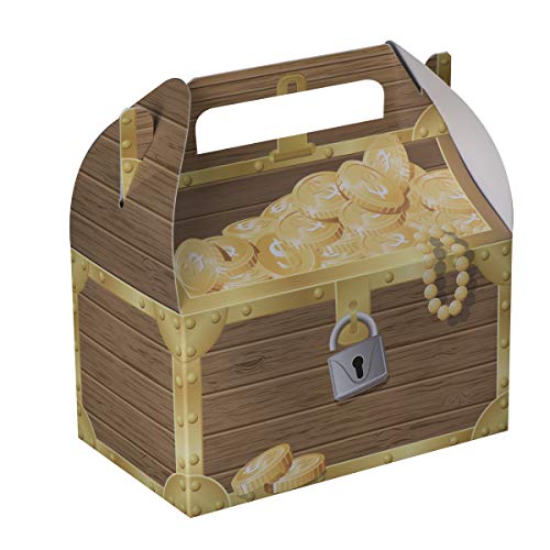 Hammont Paper Treat Boxes -(10 Pack) - Party Favors Treat Container Cookie Boxes Cute Designs Perfect for Parties and Celebrations 6.25" x 3.75" x 3.5" (Pirate) - color: Pirate