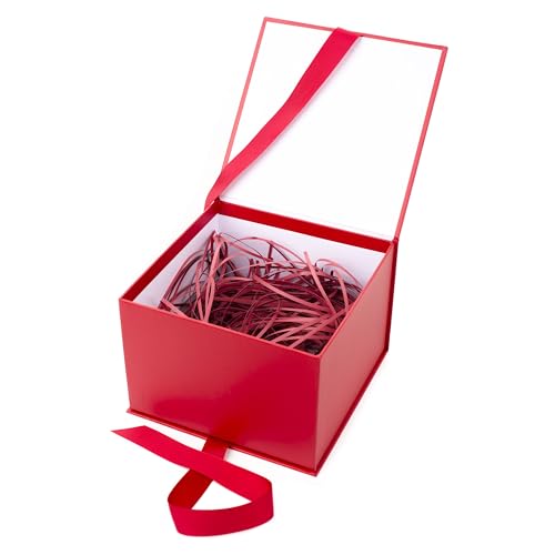 Hallmark Medium Gift Box with Lid and Shredded Paper Fill (Red 7 inch Box) for Birthdays, Graduations, Anniversaries, Christmas, Valentine's Day, All Occasion - color: Red, size: Pack of 1