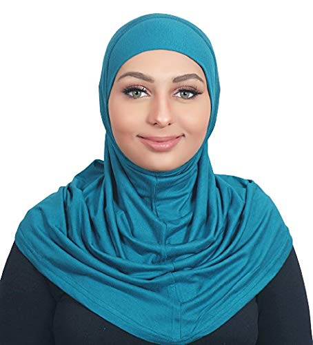 AL AMIRA Hijab Set – Modest 2 Piece Pull-On Headscarf for Women | Soft Cotton Undercap & Scarf Combo for Prayer or Daily Wear - color: Pwoder Blue