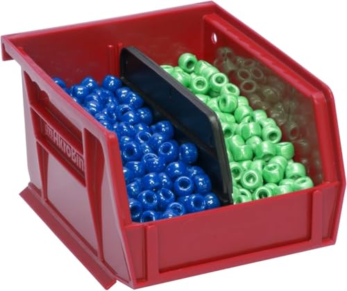 Akro-Mils 30210 AkroBins Plastic Storage Bins, 5"x4"x3", Red, 24-Pack | Space-Saving Stackable Bins for Garage, Pantry, Craft Organization - color: Red