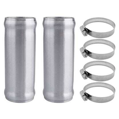 AC PERFORMANCE 1.5" (38mm) OD Aluminum Alloy Hose Joiner Silicone Pipe Connector Bead, 4" Length with 304 SS Clamps, Pack of 2 - size: 1.5" (38mm) - 2PCS