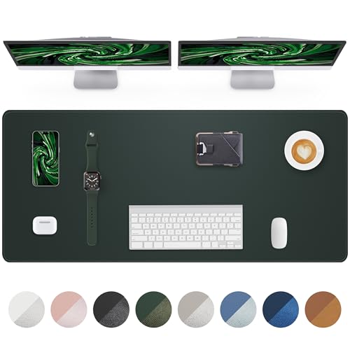 Leather Desk Pad Protector,48"x24" - Premium Desk Mat, Office Desk Mat, Large Mouse Pad,Non-Slip Desk Blotter,Waterproof Desk Writing Pad for Office and Home(Dark Green) - color: Dark Green, size: 48" x 24"