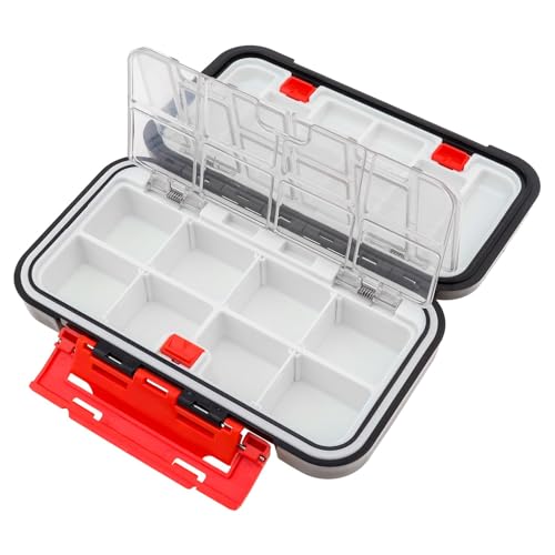 Fishing Tackle Storage Box, Double Sided Waterproof, 16 Compartments, Fishing Lure Box Storage Containers (Black) - color: Black