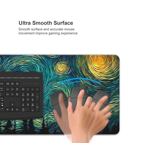 XXL Gaming Mouse Pad 35.4 x 15.7 Inch, Large Desk Mousepad | Mousepad with Starry Sky Design, Non-Slip Rubber Base, Water-Resistant Surface and Stitched Edges for Gaming, Office & Home - color: Starry Sky