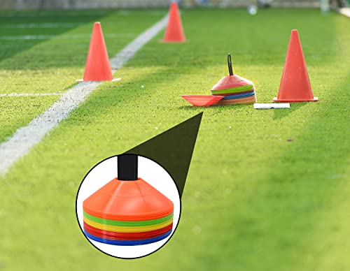 RUBY.Q 50/100/200pcs Disc Cones, Soccer Cones, Basketball Cones with Carry Bag and Holder, Football, Soccer, Basketball Training Equipment, 5 Colors - size: 100pcs