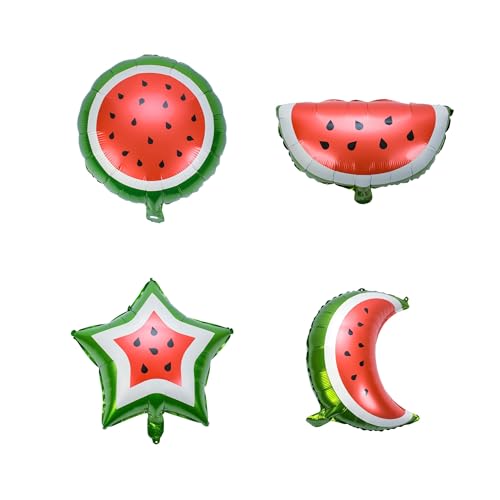 Ramadan & Eid Themed Foil Balloon Set: Watermelon, Crescent, Star - Pack of 4 by My Salah Mat - style: Watermelon Crescent Star