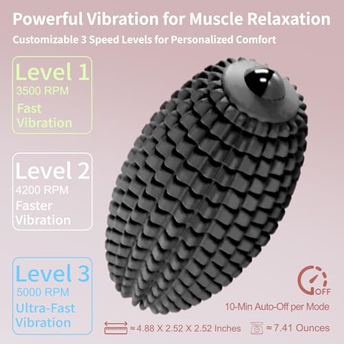 Vibrating Massage Ball for Full Body Relaxation, Silicone Trigger Point Massager Ball for Back, Neck, Foot, Muscle Recovery, Portable Rechargeable Massage Roller, 3 Vibration Modes (Black) - color: Black