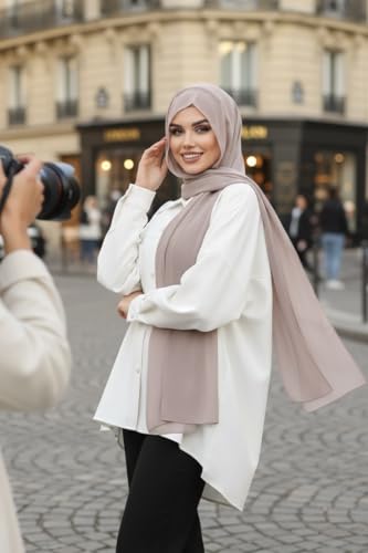 Instant Chiffon Hijab, Ready to wear hijab, modal wrap, Abaya, modern Instant Scarf, Soft breathable scarf - color: S8 Mink