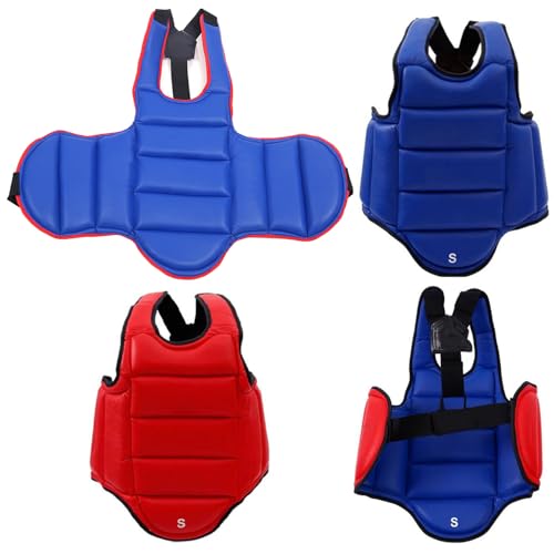 Reversible Karate Sparring Chest Guard, Taekwondo Boxing MMA Martial Arts Muay Thai Kickboxing Training Body Protector - color: Red/Blue, size: Medium