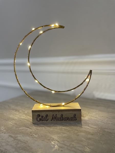 Eid Mubarak Crescent Moon Light - Ramadan Festival Hanging Lighted Decorations for Home Festival Eid Mubarak, Gifting, New Year Muslim, Allah Welcome Housewarming Festive Stylish