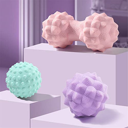 Massage Ball Set, Peanut Massage Ball Double Lacrosse Massage Roller Balls, Acupoint Myofascial Release Muscle Knot Ball, Deep Tissue Trigger Point Therapy Massage Tool for Back Neck Shoulder (Purple) - color: Purple
