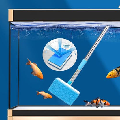 Aquarium Cleaning Brush, Cleaning and Maintenance Tool and Glass with Metal Handle, Suitable for Hard-to-Clean Aquariums, Square