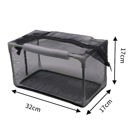Aquarium Breeding Box with Zipper, Nylon Mesh Fish Isolation Net, 32x17x17cm for Fish Spawn Hatchery and Fry Protection - size: 32x17x17cm