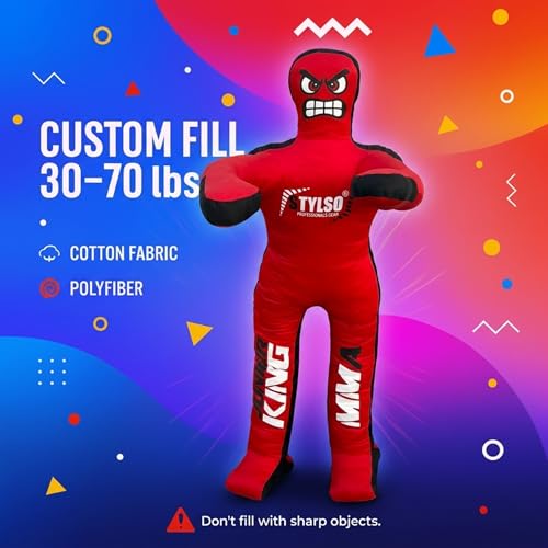 Unfilled Wrestling Dummy for Kids – Youth Grappling Dummy BJJ, MMA, Jiu Jitsu & Judo Training Partner – Durable Martial Arts Practice Buddy - color: Red, size: 4ft / 48"