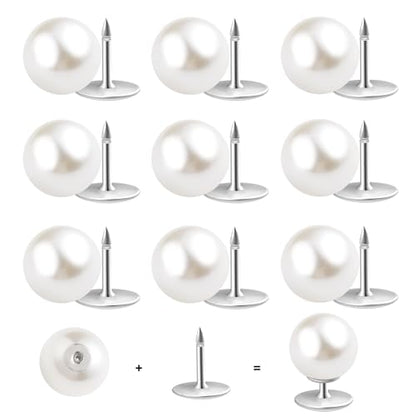 ZLMCUJE 10 Sets Pearl Buttons No Sew Buttons Pearl Brooch Pins Fixed Pins No Tool Removable Reusable for Shirt Blouse Dress Sweater Shawl,for Women (10mm) - size: 10mm/0.39inch