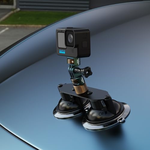 MINIFOCUS Double Suction Cup Mount, Twist-Lock Dual Suction Cup Base with Camera Thread Adapter, Quick Release Double-Layer Suction, Windshield Window Car Mount for Magic Arm - style: S1404