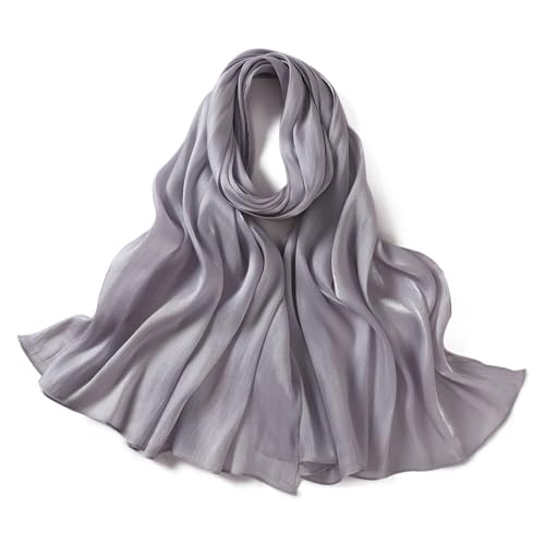 Premium Hijab Head Scarf for Women Lightweight Shimmer Hijab Head Wrap Scarves Crepe Satin Scarf Shawl Wrap - color: Light Grey