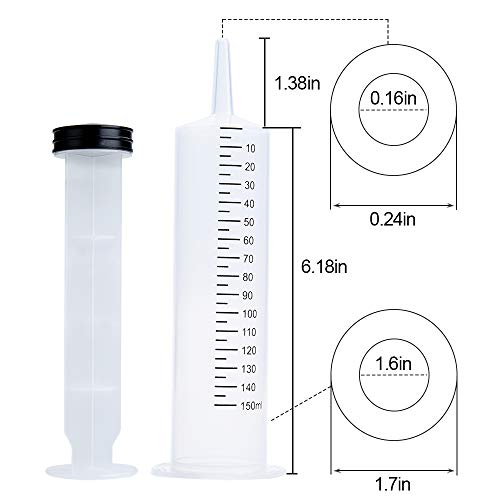 150ml Syringe with 27.6 Inch Tube and Blunt Needle 14G 1.5”, Large Plastic Syringe for Scientific Labs, Nutrient Measuring, Watering, Refilling - style: 150 ml