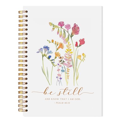 Christian Floral Spiral Notebook, Be Still and Know That I Am God Bible Verse Journal, Christian Gifts for Women, Religious Prayer Notebook Journal, 5.5x8.3 - color: Floral Christian 13