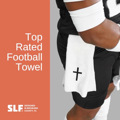 SLEEFS Football Towel - Cotton Quarterback QB Towel for the Football Field - Bi-Fold Hook & Loop Closure - Men/Youth/Boys/Adults - Faith Cross White - color: Faith Cross White