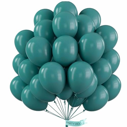 PartyWoo Slate Blue Balloons 50 pcs 12 Inch Dusty Blue Green Balloons for Graduation Baby Shower Wedding Birthday Under the Sea Gender Reveal Boho Party Decorations Blue-F22 - color: Blue-f22