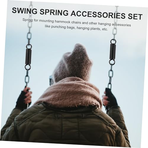 1set Hammock Chair Swing Spring Set Heavy Duty Metal Spring Accessory for Outdoor and Indoor Use Rotating Adapter for Porches Sandbags