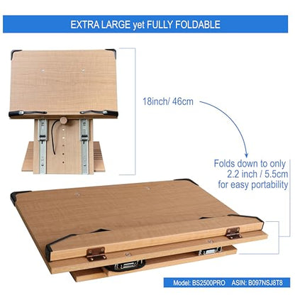BS2500PRO XL Super Heavy Duty 15.4x10.5 Portable Height Adjustable Foldable Eye Level Bookstand Holder for Reading Hands Free Large Thick Heavy College Textbooks Tablets Neck Pain Free - size: XL PRO