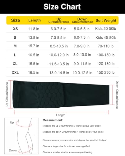 Honeycomb Anti Collision Padded Arm Sleeves - 2 Pack for Basketball, Football, Volleyball - color: Black, size: X-Large