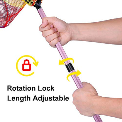 Kids Fishing Net - Telescoping Bait, Minnow, and Butterfly Net With 11.4" Depth, Handle Extends to 30" for Easy Catch and Release - color: Pink-1pack