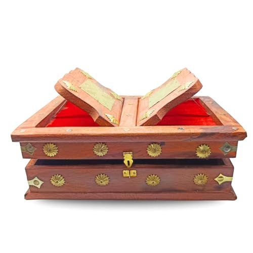 Goofy Turtle Handmade Quran Box with Foldable Wooden Rehal Book Stand Elegant for Reading Exquisite Rihal Premium in Rajwada Style