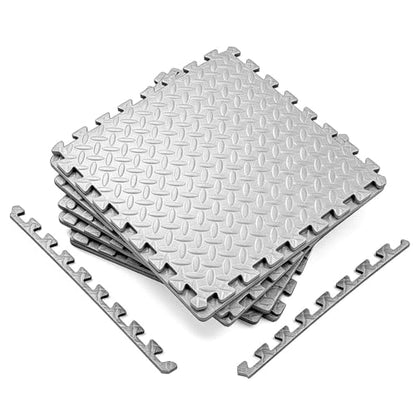 24 Tiles Interlocking EVA Foam Floor Tiles, Puzzle Exercise Mat, Home Gym and Garage Workout Mat, Black, 20 in x 20 in x 0.39 in, 64 Sq Ft (24, Grey) - color: Grey